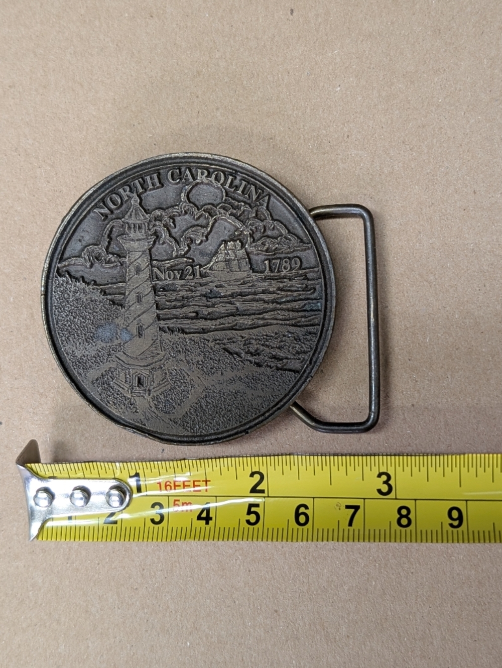 Vintage North Carolina Lighthouse Bronze Belt Buckle - Picture 4 of 5